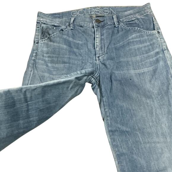 GoldSign Mid Rise Wide Leg Jeans Women’s M Blue Light Wash Cropped Distressed 29 - Picture 7 of 16